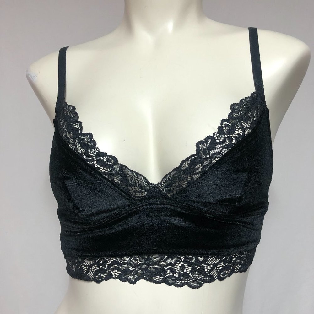 La Senza Black Velvet Bralette Size X-Small